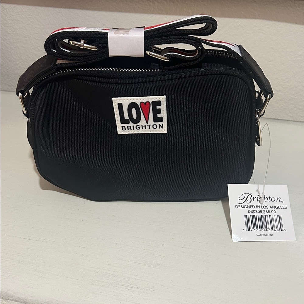 Brighton Black Crossbody Bag with LOVE Patch